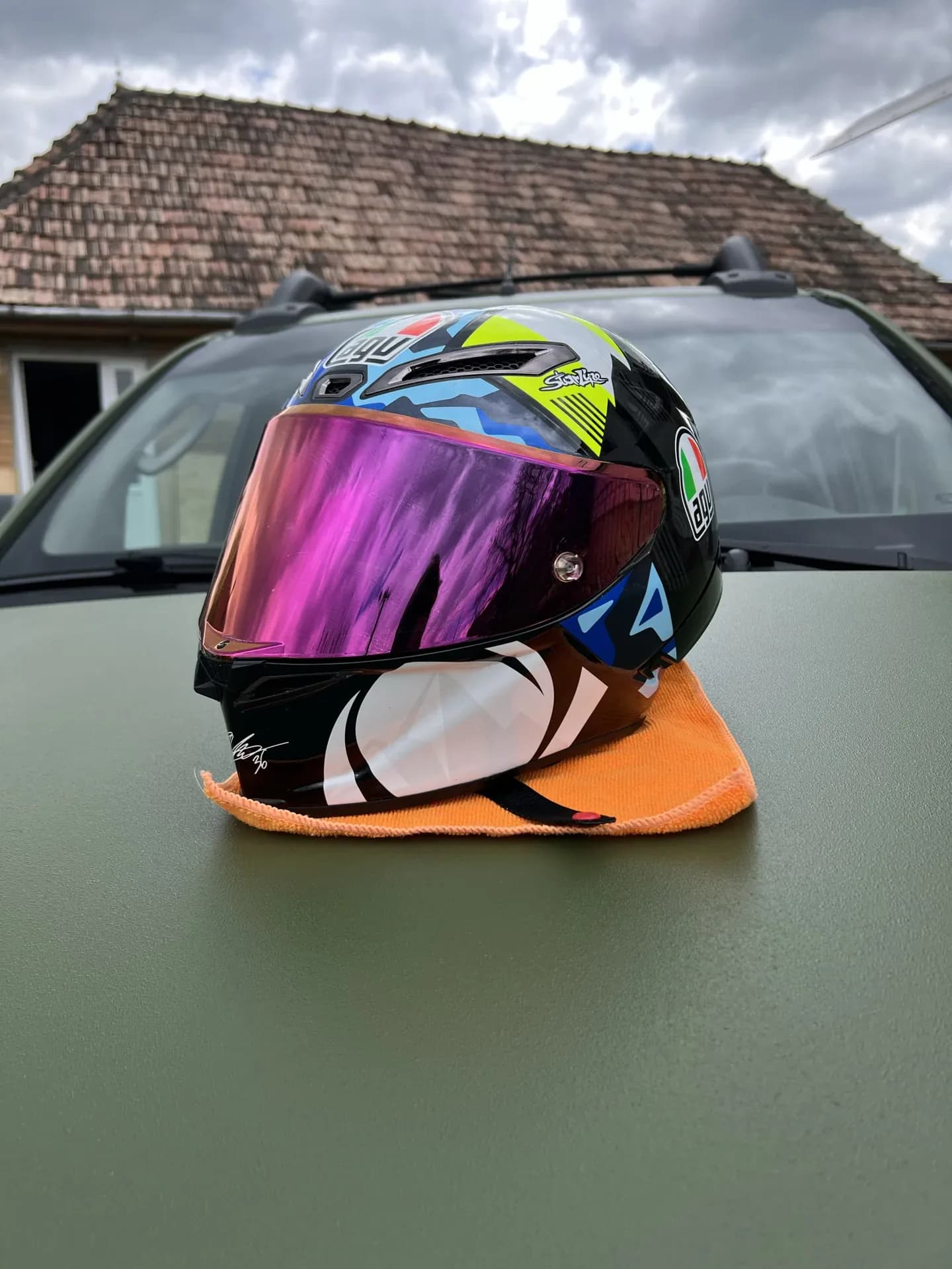 Casca AGV Pista GP RR Mir vedere fata viziera iridescenta